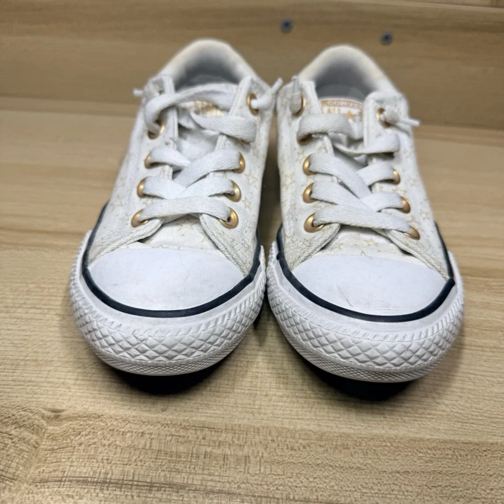 Converse Chuck Taylor AS Street Slip On Gold Star White Gold Junior Sz 13 Kids